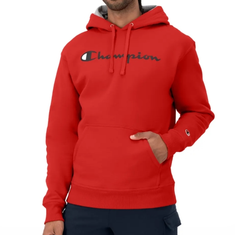 Champion Men's Powerblend Fleece Graphic Script Logo Pullover Hoodie